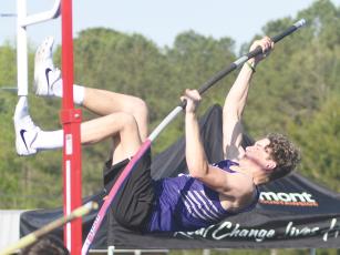Senior John Keener competes in the pole vault, and he placed second.